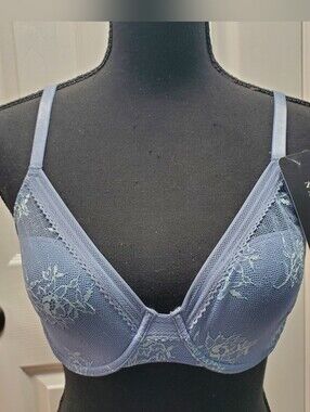 Natori Blue Lace Underwire Bra Padded 34C New with Tags - Women Intimates